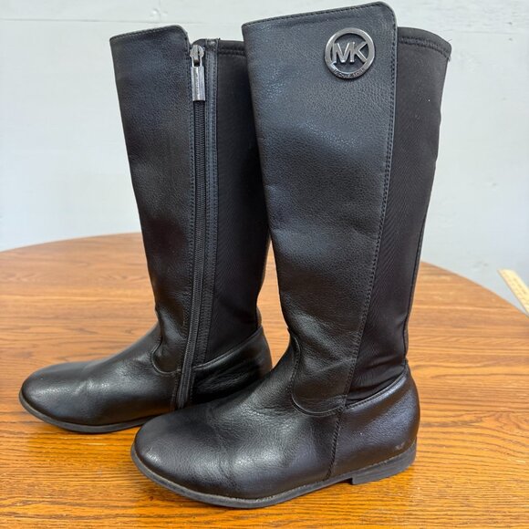 Michael Kors Emma Lily Side Zipper Black Boots Girls Size 4 - Picture 2 of 12